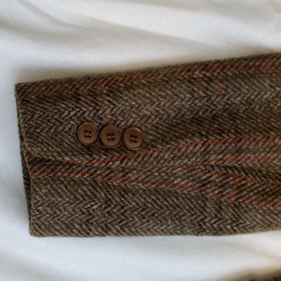 Vintage 80s S.B. II By Bitterman Women's Wool Plaid & Herringbone Blazer Jacket - Picture 8 of 11